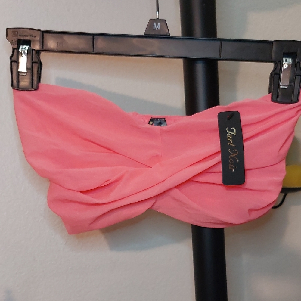 Bright Coral Pink Bandeau Bra